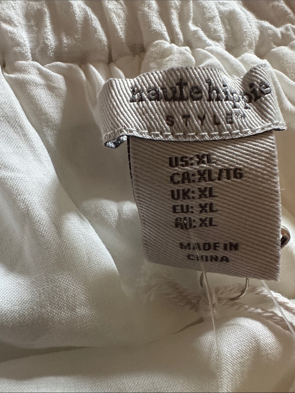 Haute Hippie White Cotton Blend Boho Maxi Dress with Tie-Shoulder Straps- XL - Picture 3 of 14